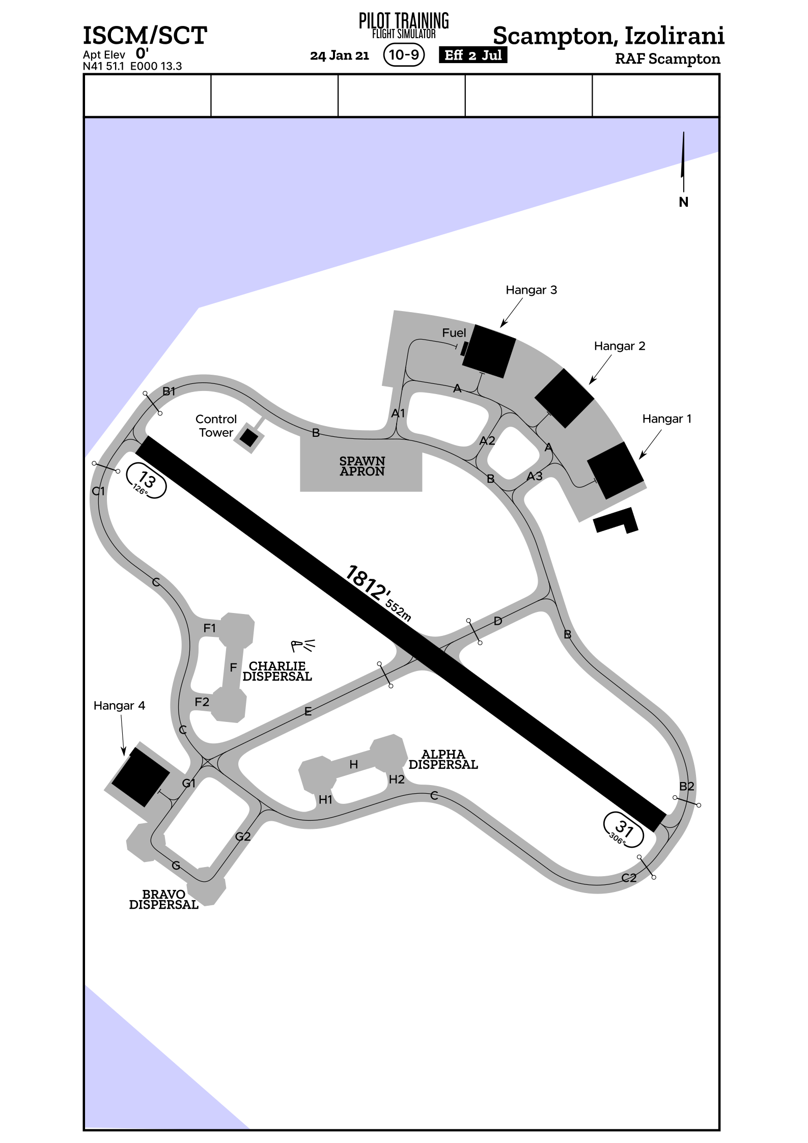 Airport ground chart for the airport ISCM
